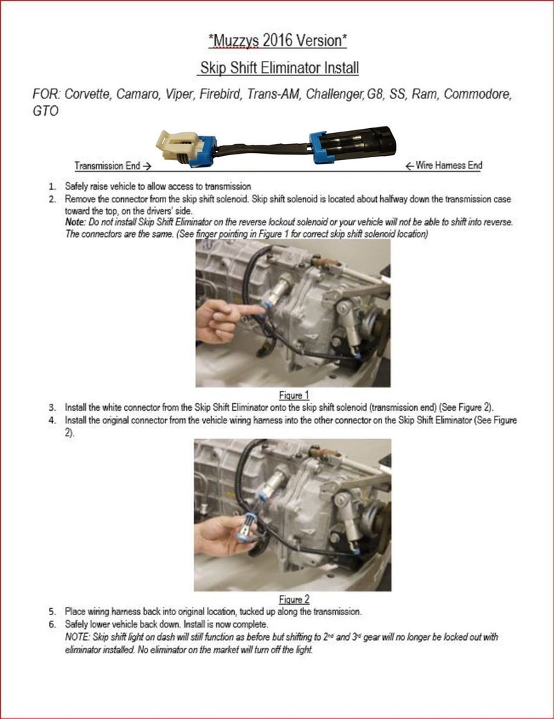 Muzzys Skip Shift Eliminator FITS: 1993-2025 Camaro and 1997-2019 Corvette C5 C6 C7 CAGS Bypass Kit - Image 2